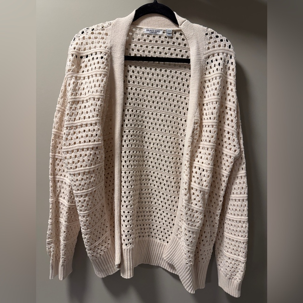 Brave Soul Ivory Open-Knit Sweater